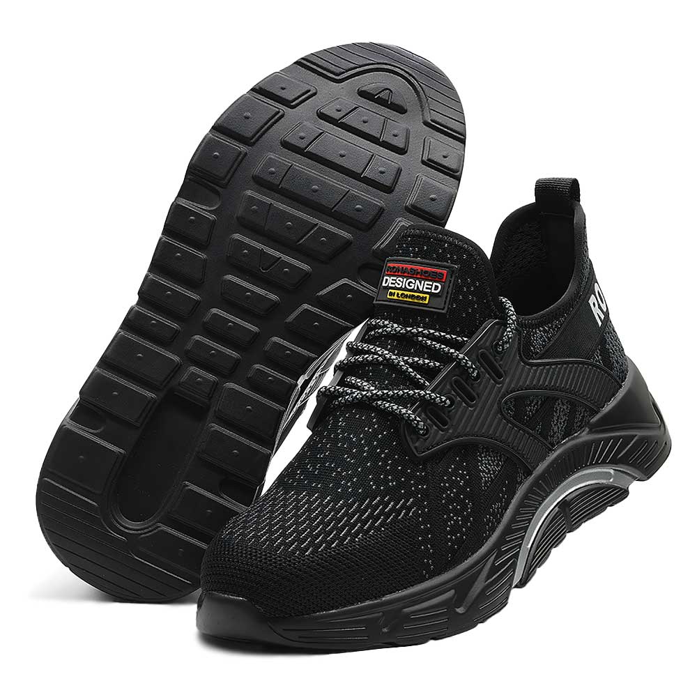 Safety Shoes Steel Toe Cap Shoes Work Shoes Comfortable and Light Safety Trainers Slip and Oil Resistant For Men Women and Ladies Venus Black Rona Shoes